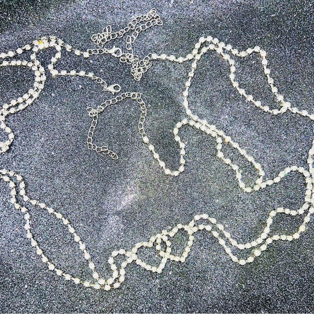 Silver Rhinestone Hearts Belt Double Stranded Adjustable - Picture 12 of 13